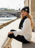 Load image into Gallery viewer, Set Bonnet & Écharpe JOE – Noir Chiné Broderie 2C

