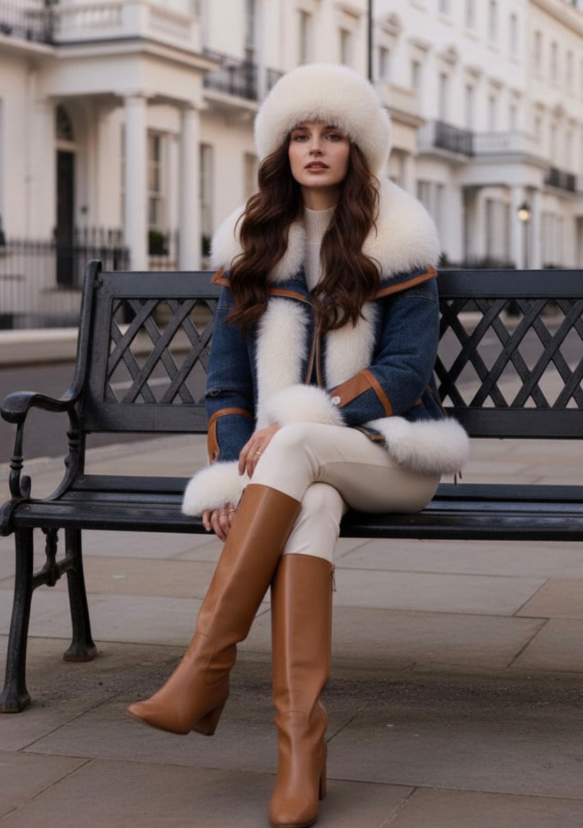 Blouson Jean & Fausse Fourrure – British Style | Lilirose Cannes