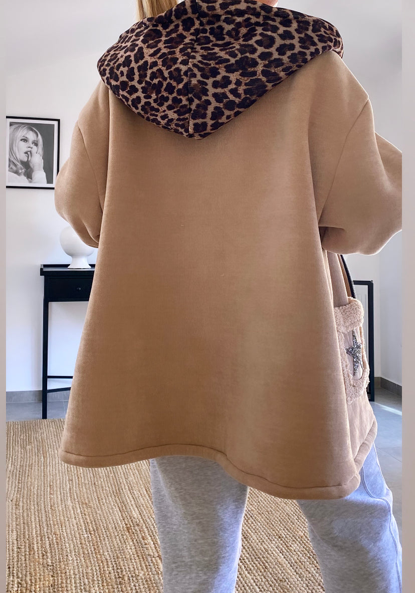 Veste beige  douillette en  velours KELLY