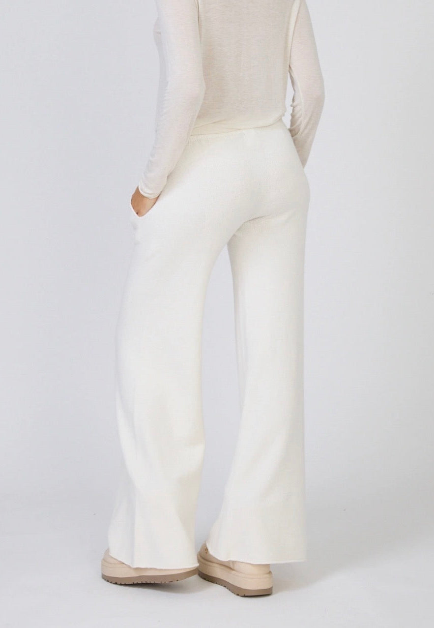 Pantalon Large Maille Toucher Cachemire Crème & Rose — Taille Unique | Max & Enjoy