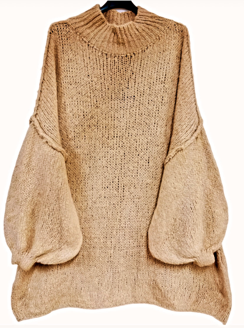 Robe pull maille beige KALVIN