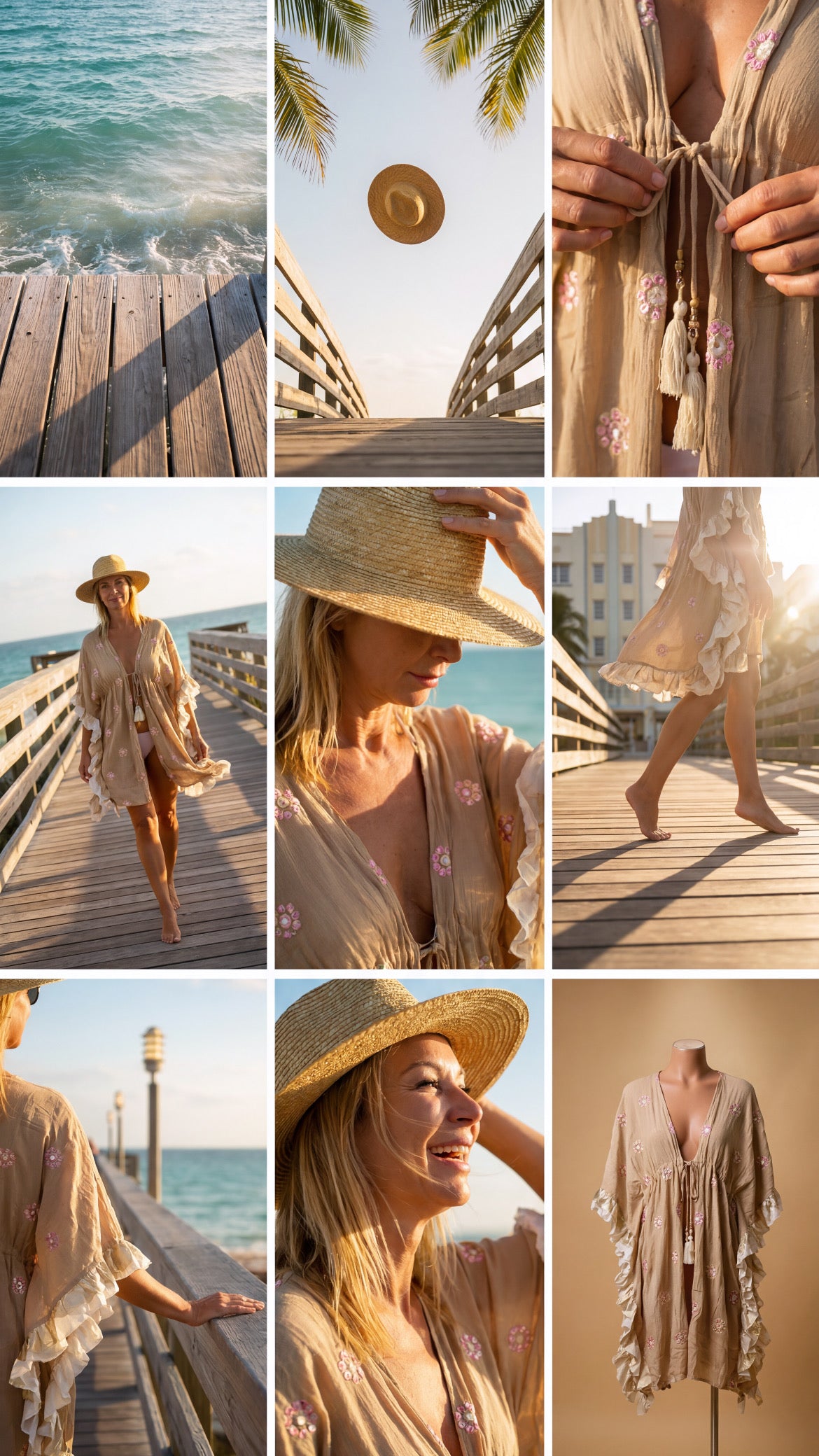 Kimono Bohème MAEVA – Robe de Plage Brodée Lurex | Lilirose Cannes