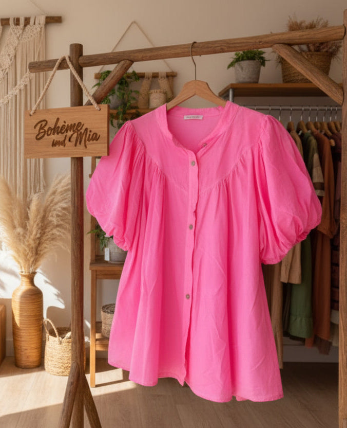 Chemisier rose fluo JEANNE