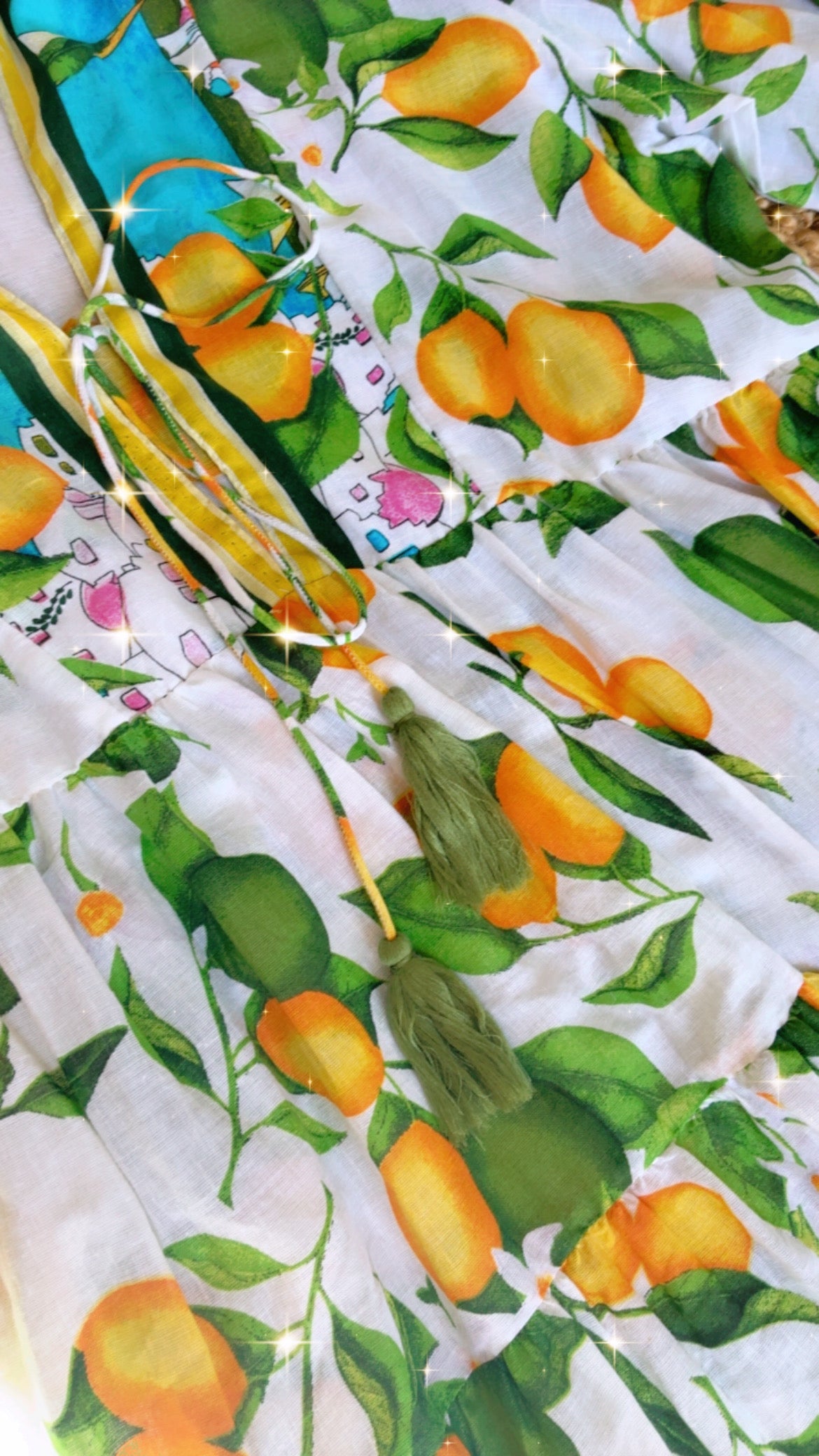 Robe Bohème Citrons LAORA — 100% Coton | Antica Sartoria Positano