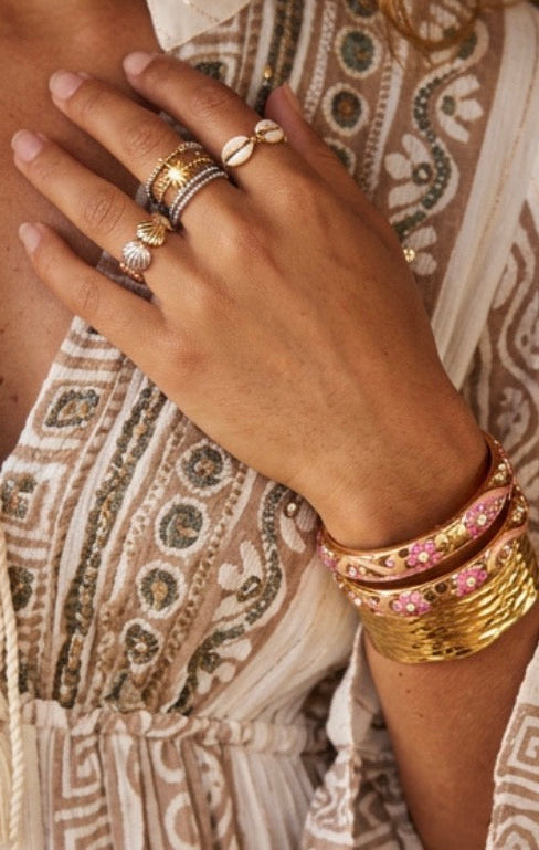 Duo Bracelets Ethniques Roses & Or ZAHRA | Style Gypsy Bohème