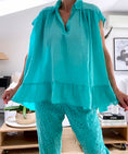 Cargar la imagen en la vista de la galería, Top voile de coton turquoise SOPHIE
