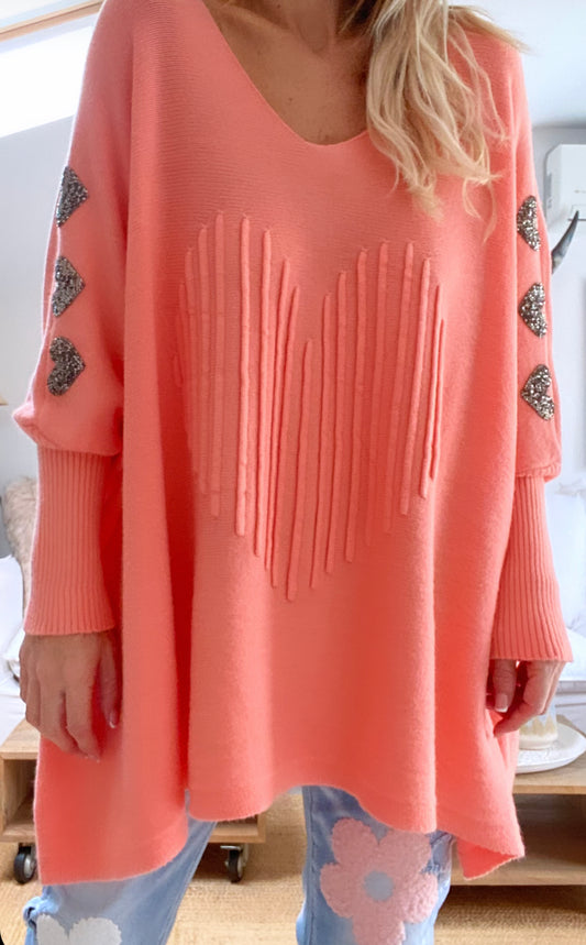 HEART coral sweater