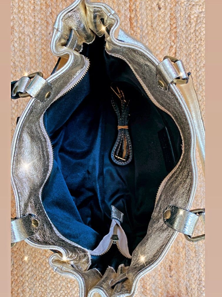JANE silver irises leather effect bag