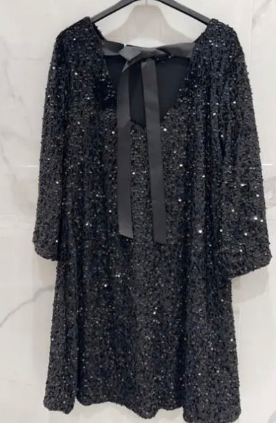 Robe paillettes et velours noire OPALE