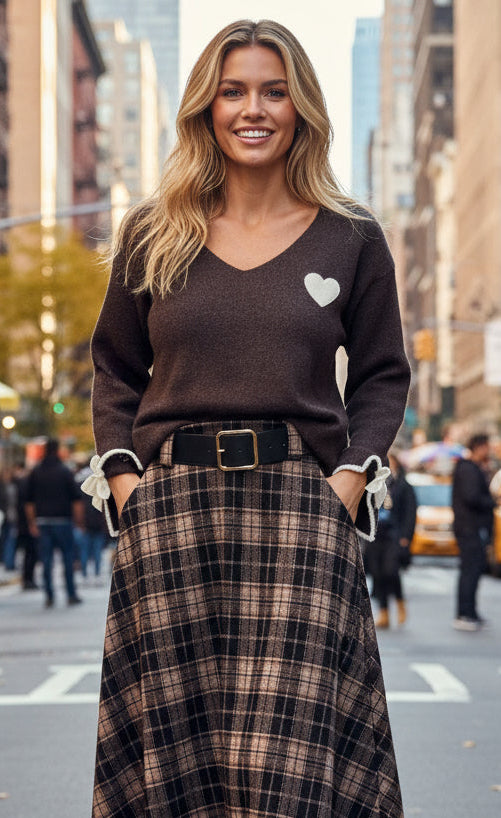 Pull chocolat petits noeuds CINDY