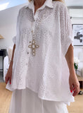 Load image into Gallery viewer, Blouse oversize broderie anglaise blanche POPY
