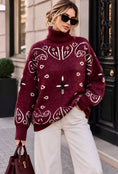 Cargar la imagen en la vista de la galería, Pull bandana bordeaux col roulé CLARA
