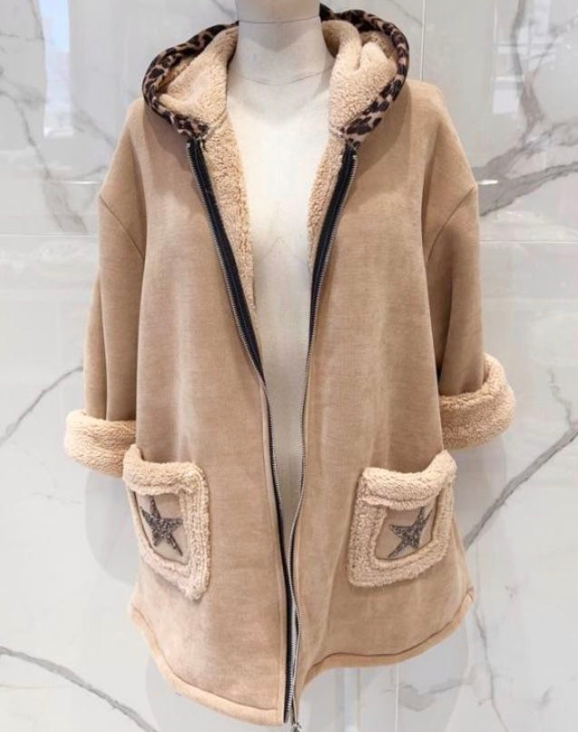 Veste beige  douillette en  velours KELLY