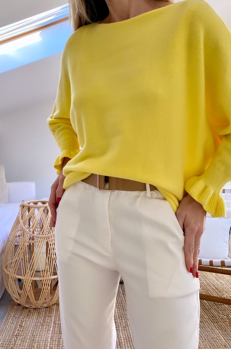 Pantalon blanc revers léopard CLOTILDE