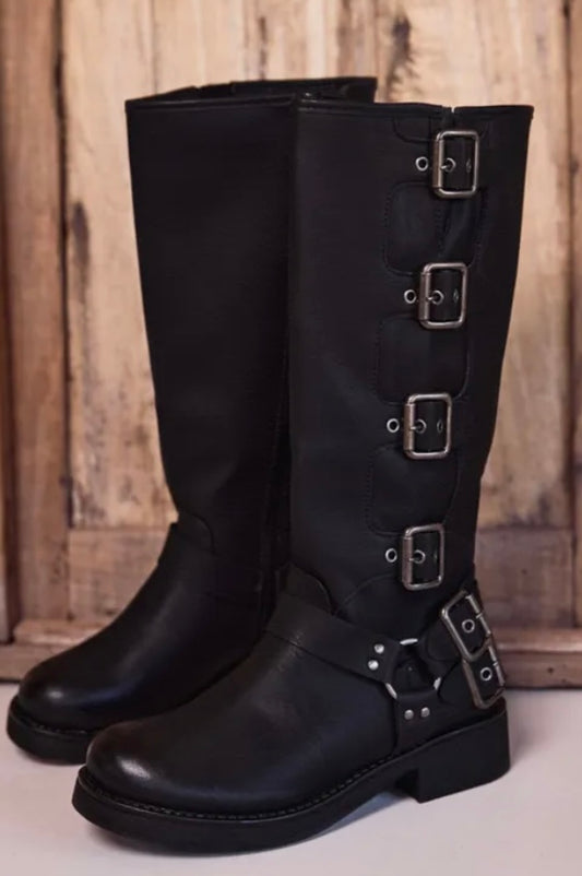 Bottes noires motardes LILOU