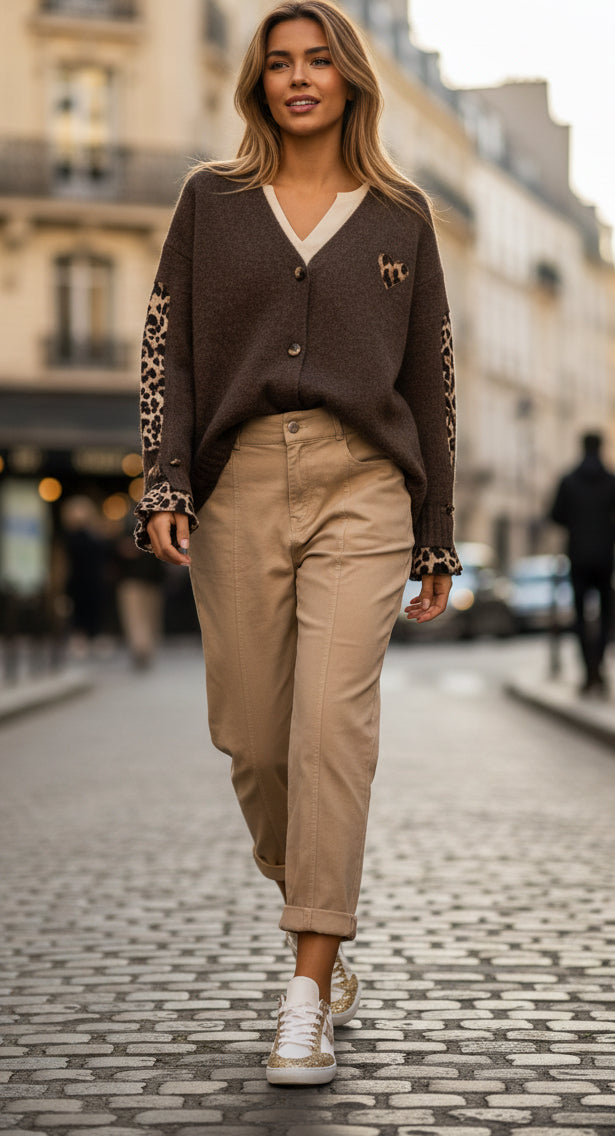 Gilet choco et léopard  PATY