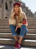 Load image into Gallery viewer, Bomber beige Ashley Manches Bouffantes Fleuries🌹
