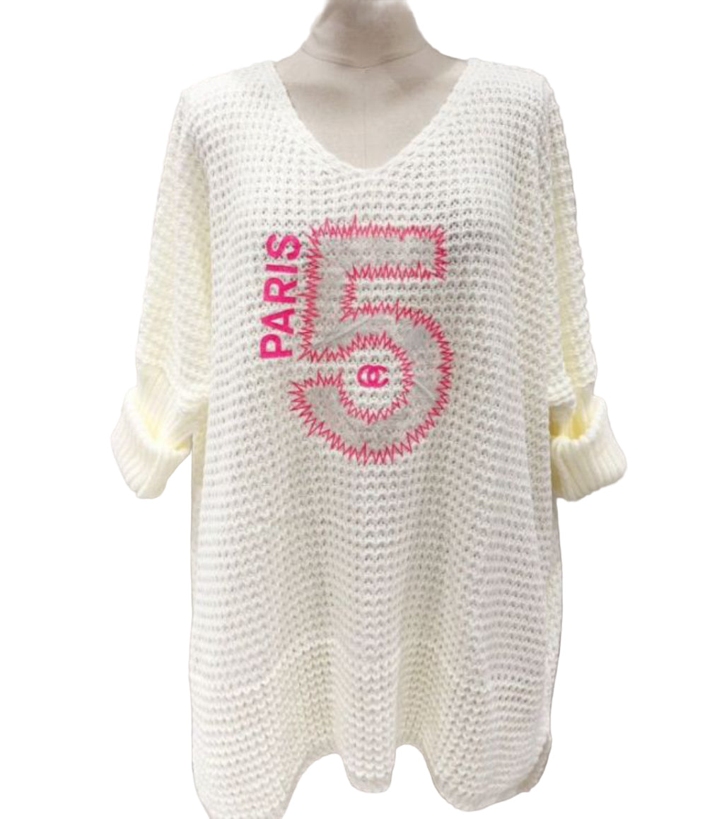 Top nid d’abeille N5 LILIROSE blanc cassé