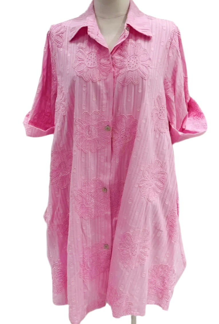 Robe coton rose ROSALIE