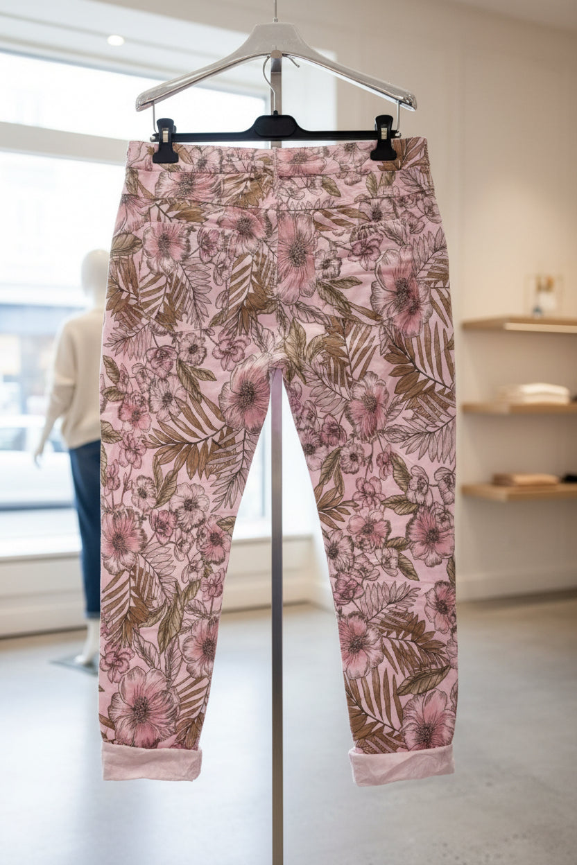 PANTALON fleuri  ROSE