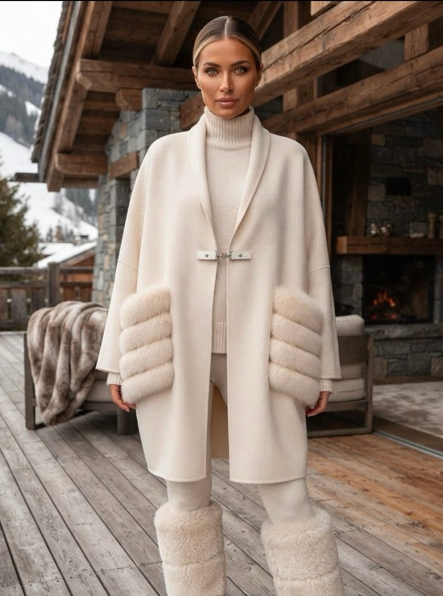 Gilet Oversize Poches Fausse Fourrure HÉLÈNE