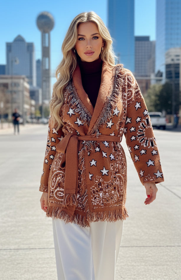 Veste gilet bandana camel LORETTA