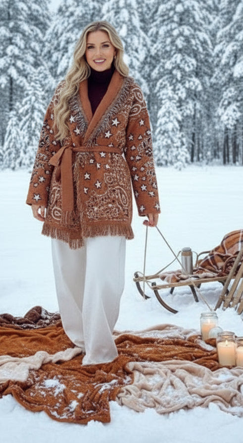 Veste gilet bandana camel LORETTA