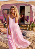 Charger l'image dans la visionneuse de la galerie, 🌸 Robe Longue Rose Bohème SWANNY | Coton Fluide & Bretelles à Nouer 🌿
