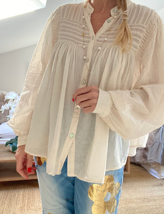 Bohemian cotton blouse LILIROSE ecru