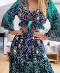 Load image into Gallery viewer, BRAZIL blue/turquoise bandana effect skirt/top set
