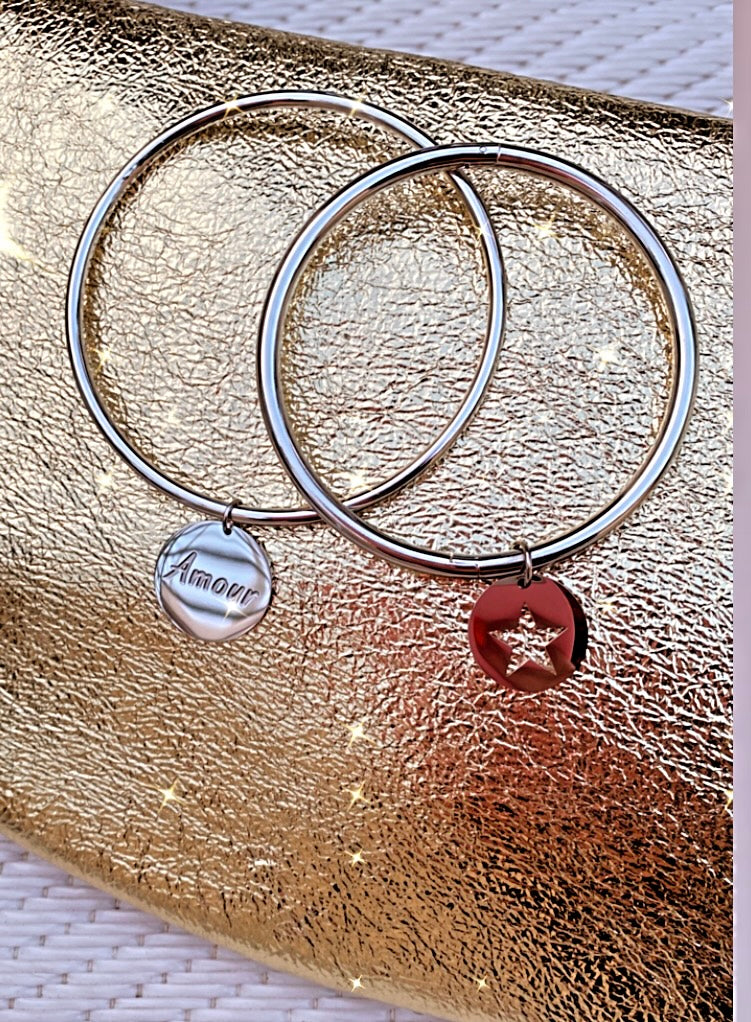 STAR or AMOUR silver bangle 3 models