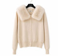 Load image into Gallery viewer, Cardigan Maille Col Fausse Fourrure MADELEINE Crème
