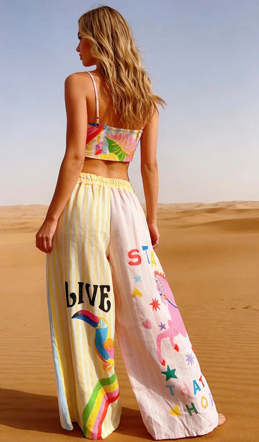 Pantalon large lin CINTHIA