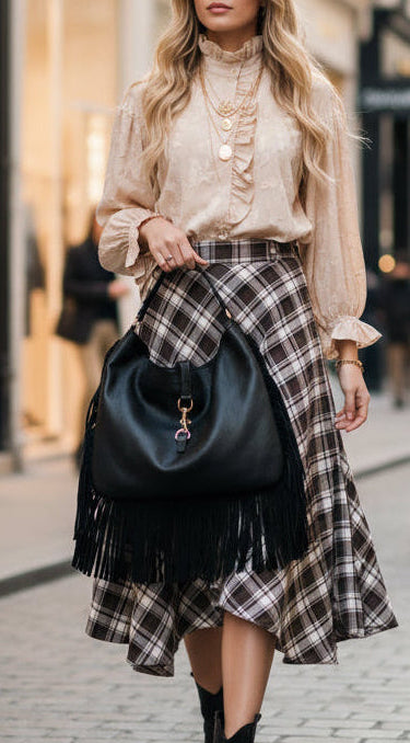 Sac cuir à frange LORENZI