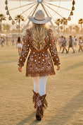 Charger l'image dans la visionneuse de la galerie, Veste Gilet Bandana Camel CALICO ✨ Étoiles & Cachemire | Franges Bohème

