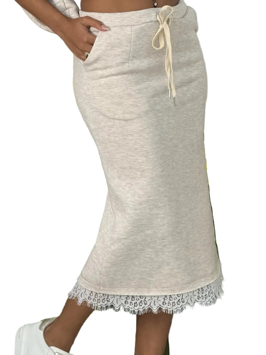 Jupe sweat avec dentelle LILOU