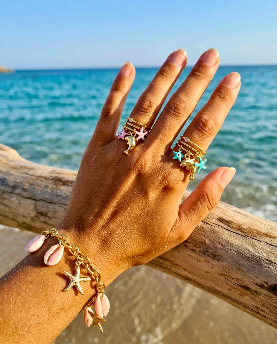 Bague or et breloques 🐚🌴🐠BEVERLY