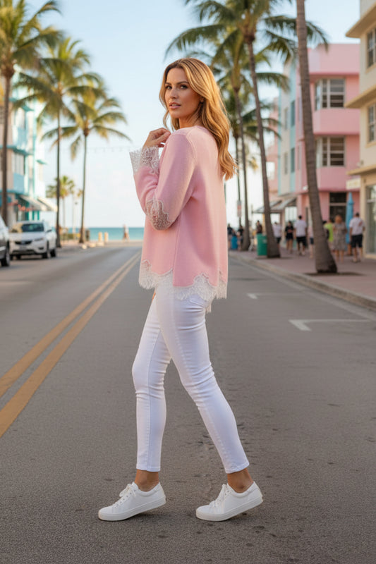 Pull doux dentelle INÈS