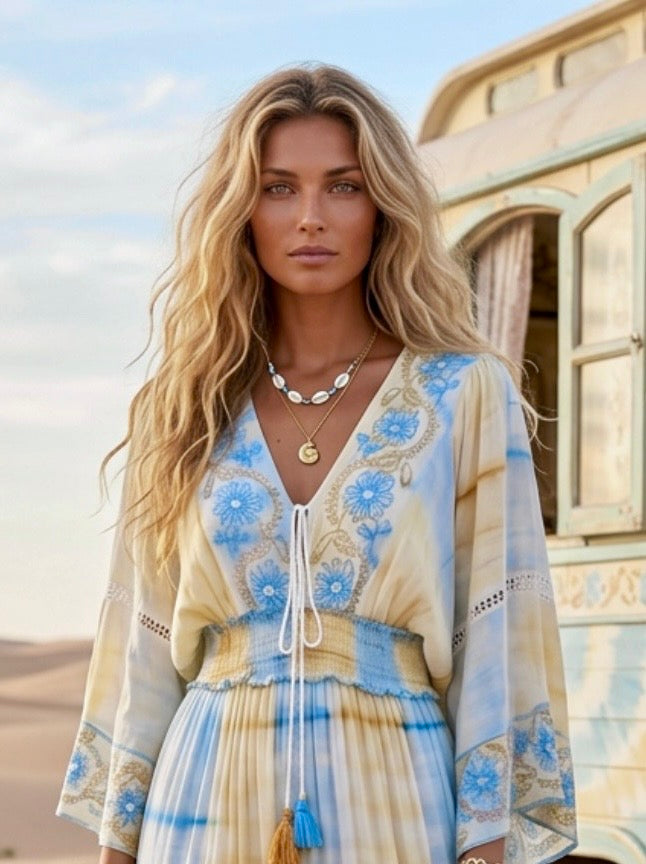 Collier Double Rang Coquillages & Turquoise OCEANA | Style Bohème plage