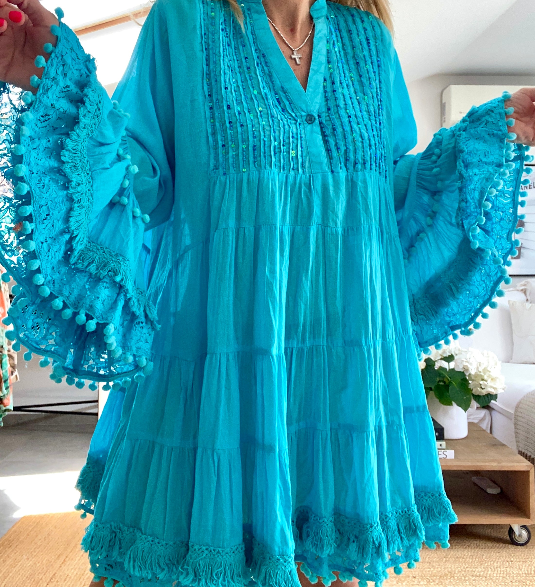 Robe tunique turquoise PHUKET