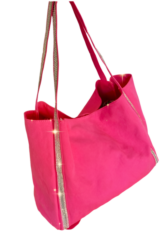 Sac Cabas fushia et paillettes argentées VANESSA