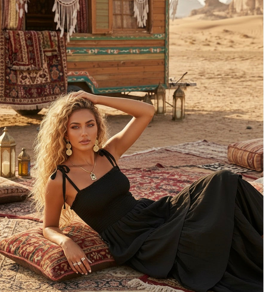 Robe longue Bohème Shana🌸| Volants Coton Gypsy