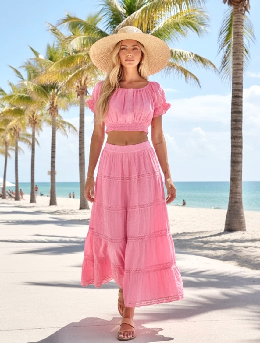Jupe BARBARA – Jupon Bohème Rose Brodé