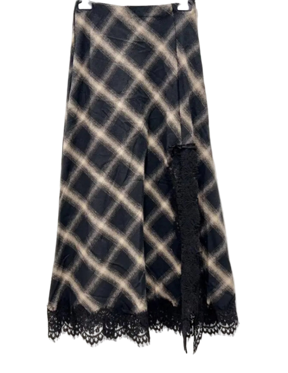 Jupe longue carreaux et dentelle LADY