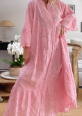 Load image into Gallery viewer, Robe longue broderie anglaise BARDOT rose bb
