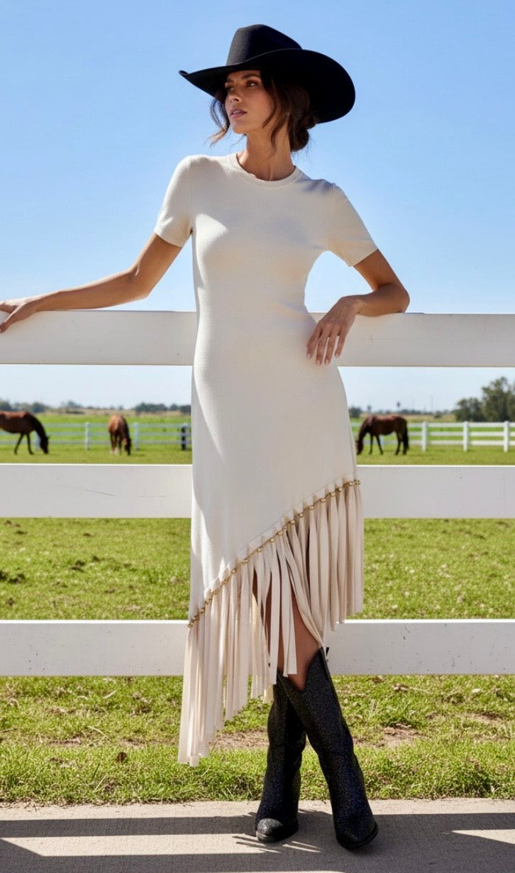 Robe Midi Franges Asymétrique CHEYENNE western Chic
