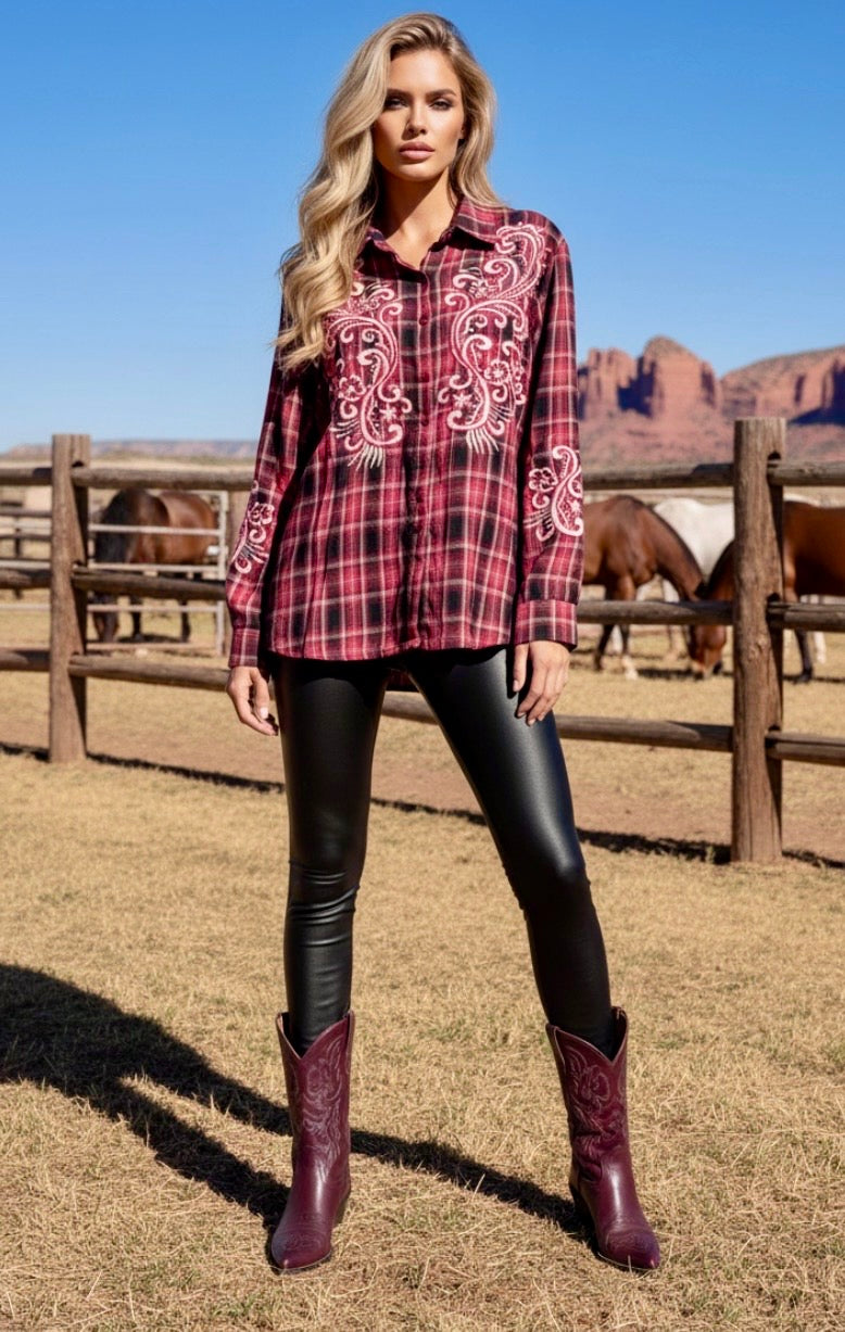 Chemise BILLY – Carreaux & Broderies Western