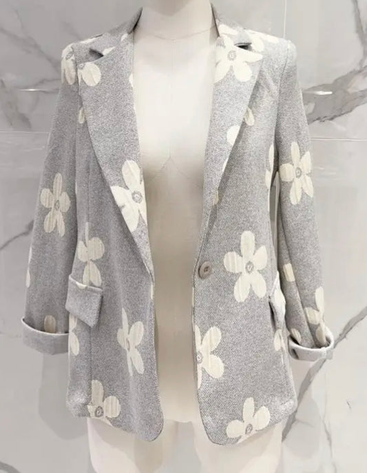 Veste blazer gris marguerites CALVI