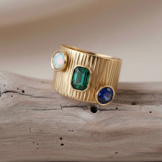 Bague Dorée Juana 💎 | Pierres & Effet Martelé Style Mille et Une Nuits