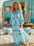Charger l'image dans la visionneuse de la galerie, ✨ Robe Longue Tie and Dye Bohème Gipsy JASMINE 🌊 Turquoise et sequins
